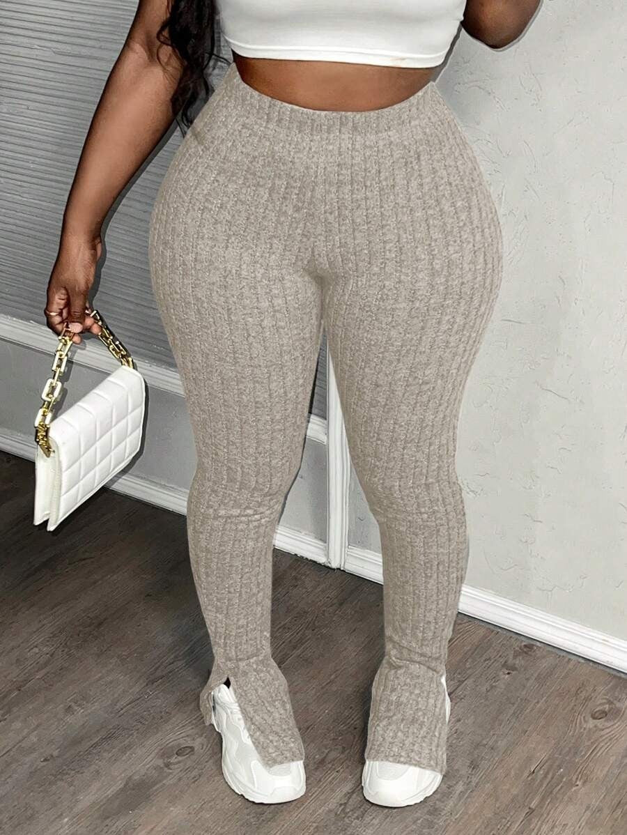 Leggings Flare com Cintura Subida e Abertura Lateral