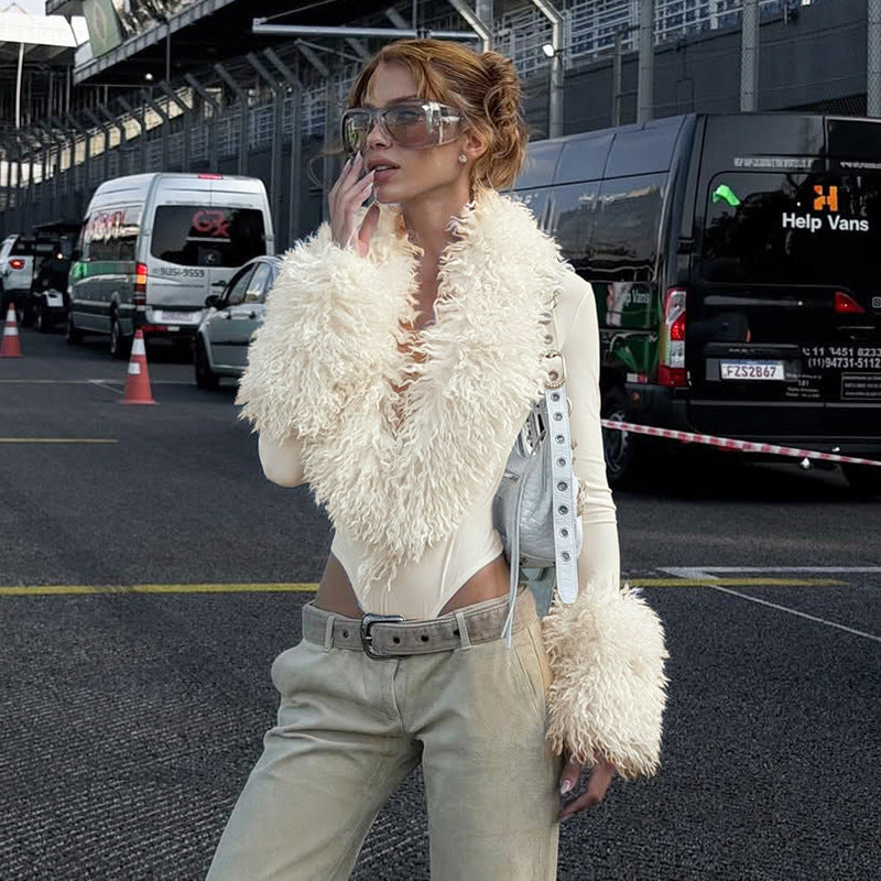 Deep-V Long-Sleeve Jumpsuit