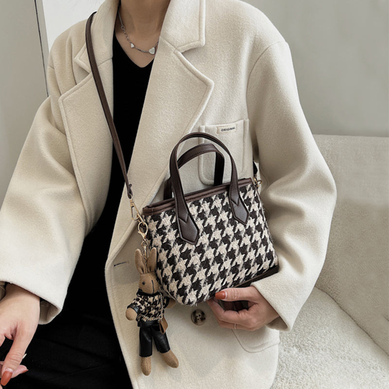 Fashion Houndstooth Shoulder Bags Portable Checkerboard Handbags All-match Messenger Bag W
