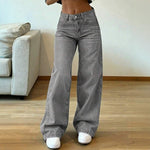 2026 Summer New Drapey Casual Straight Loose High-waisted Wide-leg Women's Jeans