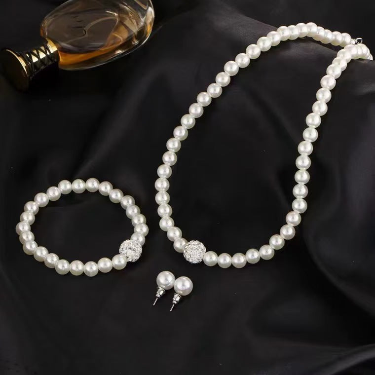 Set di gioielli con perle, 3 pezzi