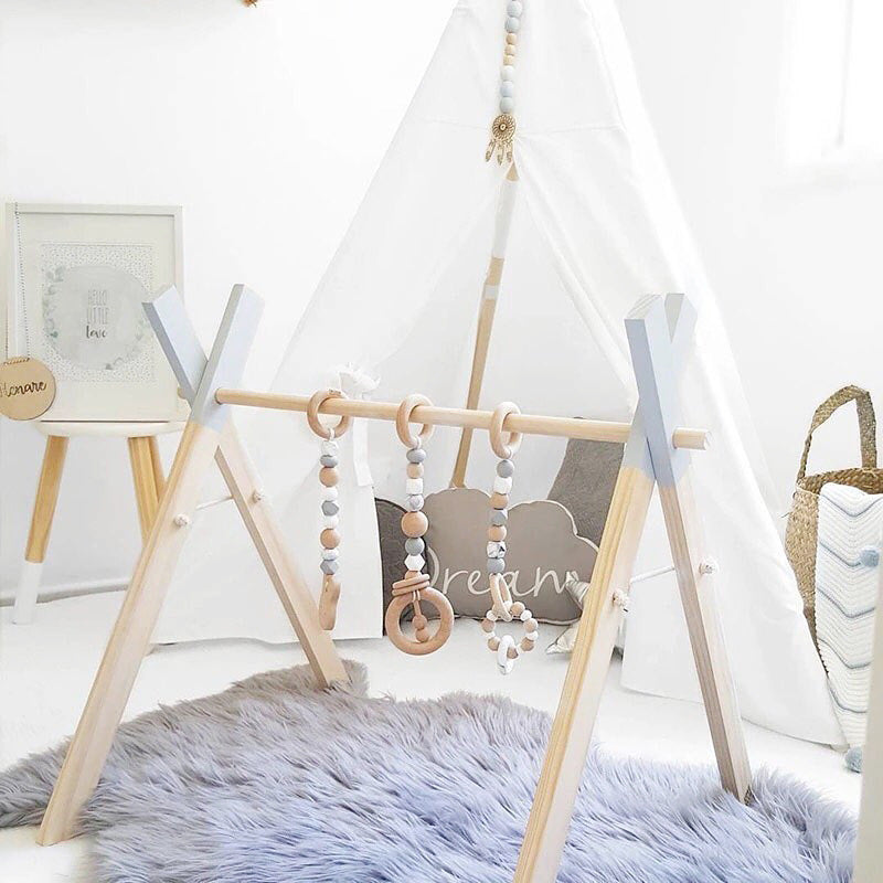 Gimnasio de madera para bebés, estructura de actividades para infantes
