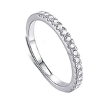 Anillo de moissanita con simulación en forma de V de Vibrato Live, apilable con diamante de una hilera