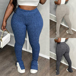 Leggings Flare com Cintura Subida e Abertura Lateral